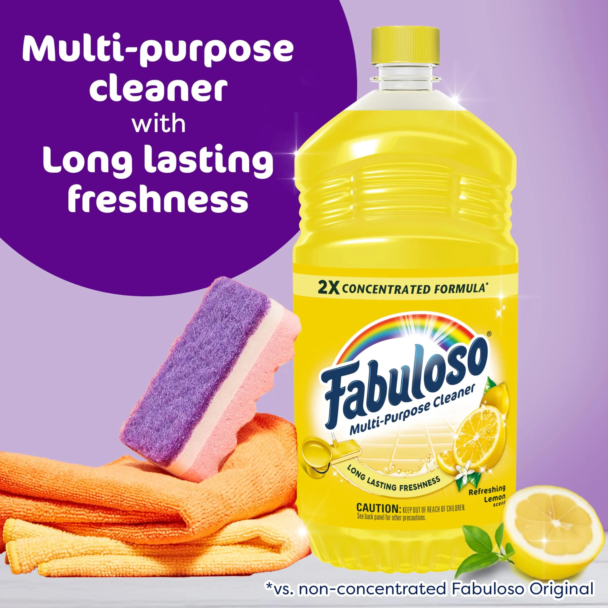 Fabuloso Multi-Purpose Cleaner Lemon Scent 2X Concentrated Formula, 1.65 L (56 oz) | Trusted USA Import for Sparkling Homes - view 3