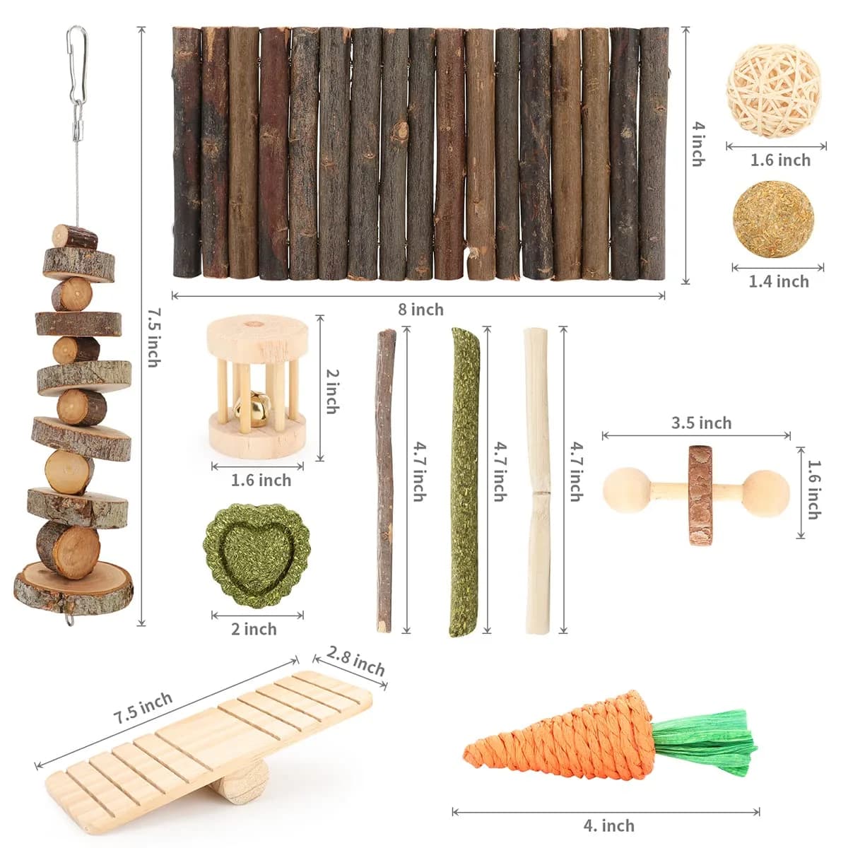 YIXUND Small Animal Chew Toys Set | 12 Different Molar & Activity Toys for Hamsters, Guinea Pigs, Rabbits, Chinchillas - view 5