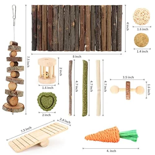 YIXUND Small Animal Chew Toys Set | 12 Different Molar & Activity Toys for Hamsters, Guinea Pigs, Rabbits, Chinchillas thumbnail 5