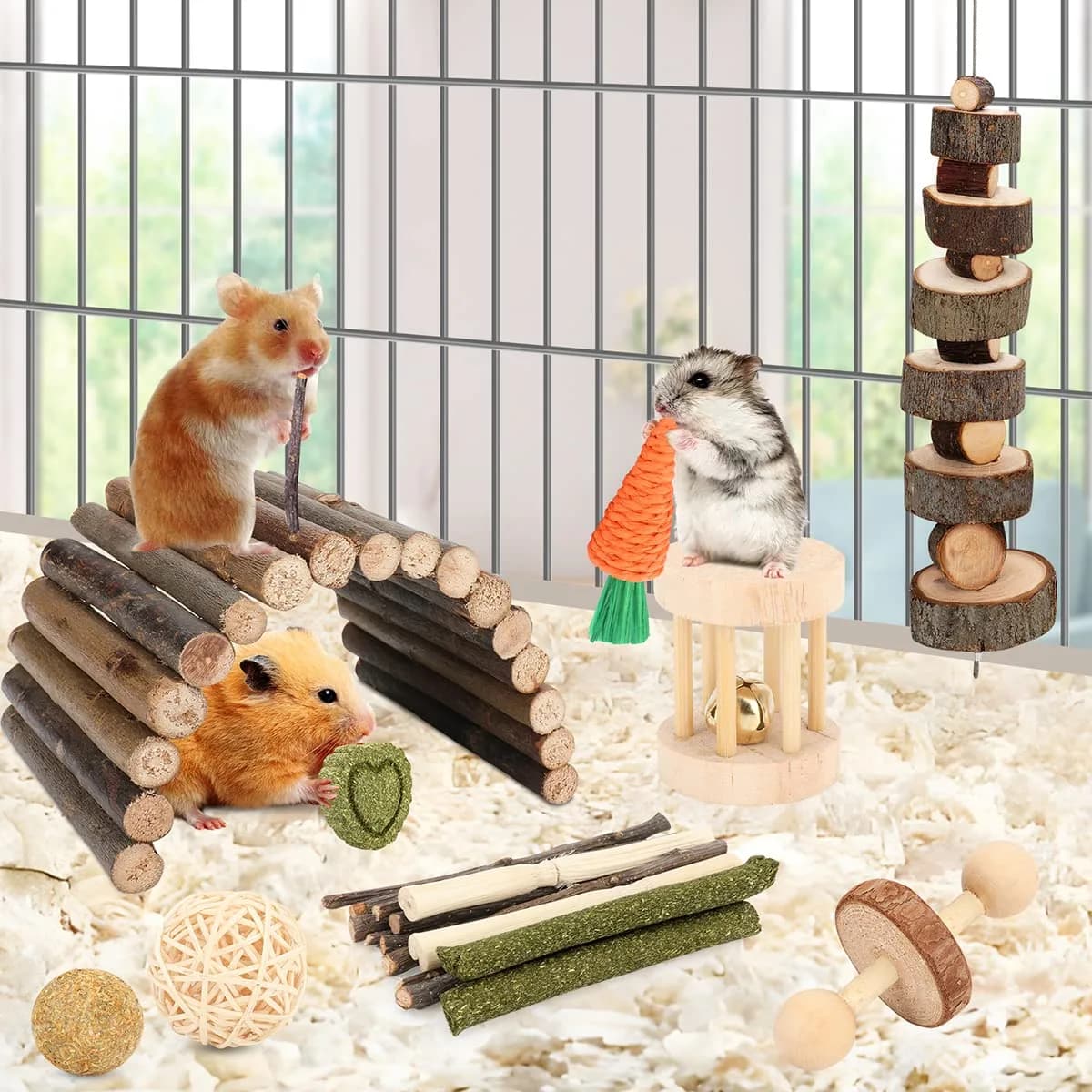 YIXUND Small Animal Chew Toys Set | 12 Different Molar & Activity Toys for Hamsters, Guinea Pigs, Rabbits, Chinchillas - view 2
