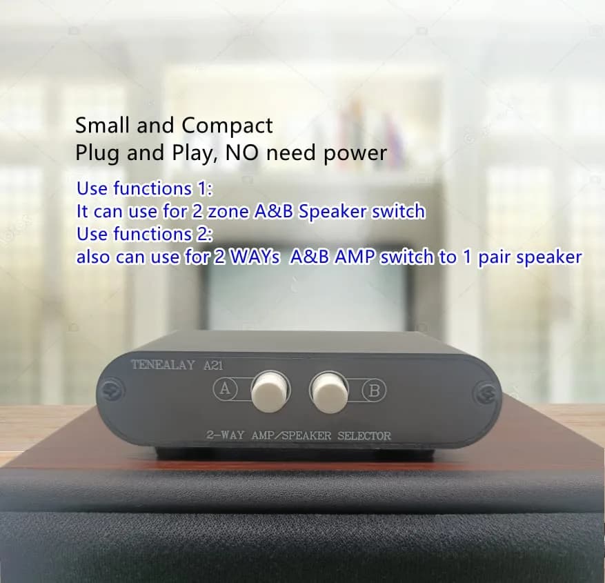 TENEALAY 2-Way Stereo Amplifier Speaker Selector Box A21 | Switch Between 2 Amps or 2 Speaker Pairs thumbnail 4