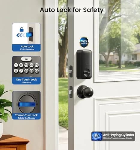 Veise KS02C Fingerprint Deadbolt Door Lock with Knob Set | Matte Black, Biometric & Keyless Entry (70-120 chars) thumbnail 4