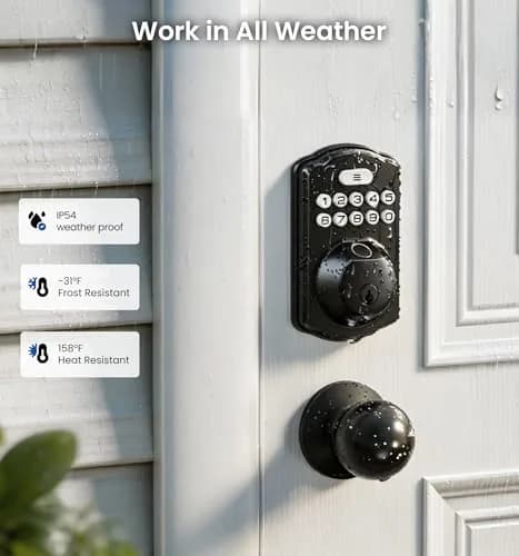 Veise KS02C Fingerprint Deadbolt Door Lock with Knob Set | Matte Black, Biometric & Keyless Entry (70-120 chars) thumbnail 9