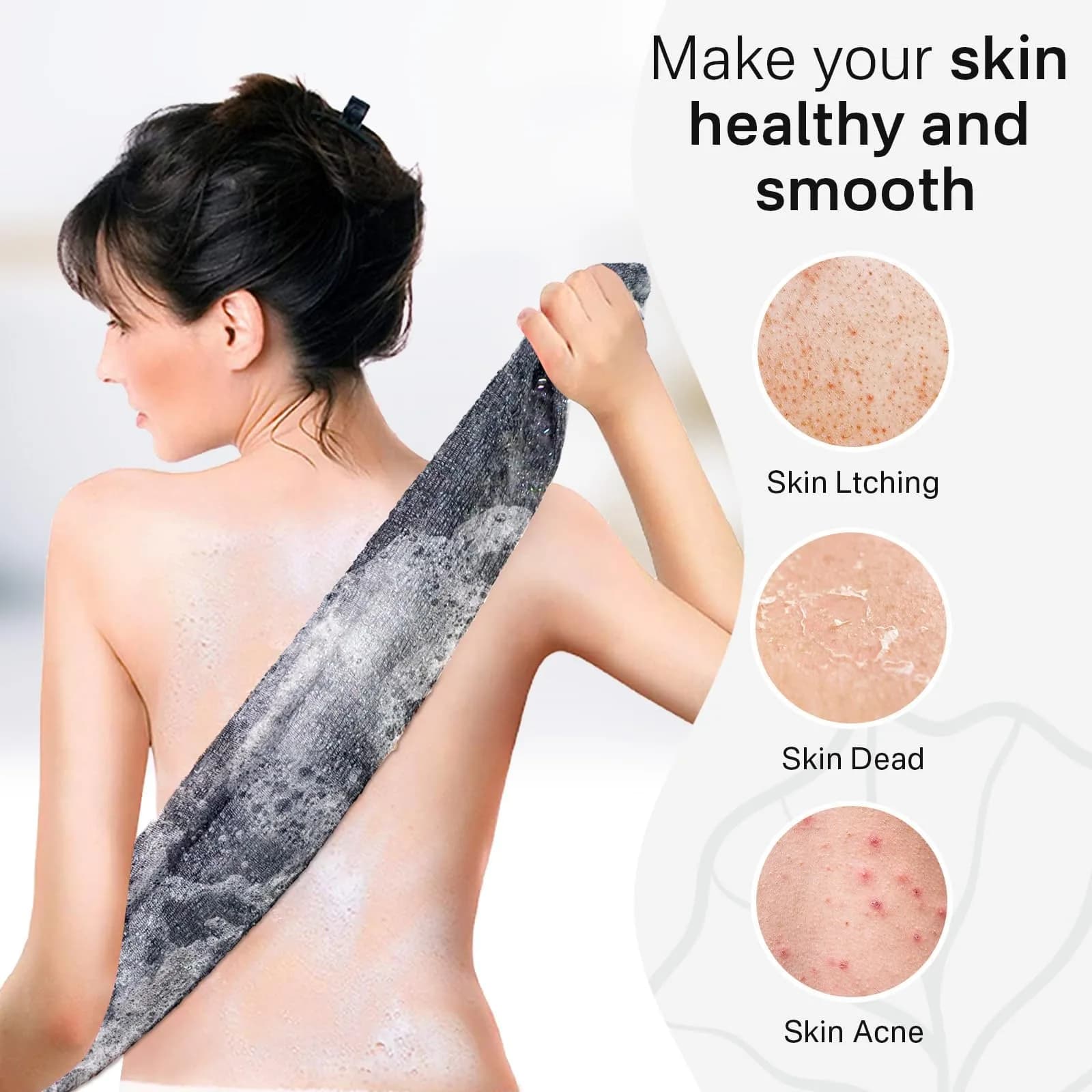Yiclick Grey Exfoliating Washcloth Towel for Gentle Body Exfoliation - view 4