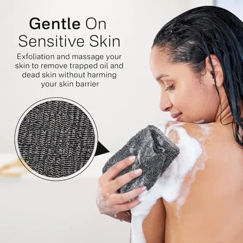 Yiclick Exfoliating Washcloth Towel Set 3 pcs Grey | Japanese Back Scrubber for Deep Exfoliation thumbnail 5