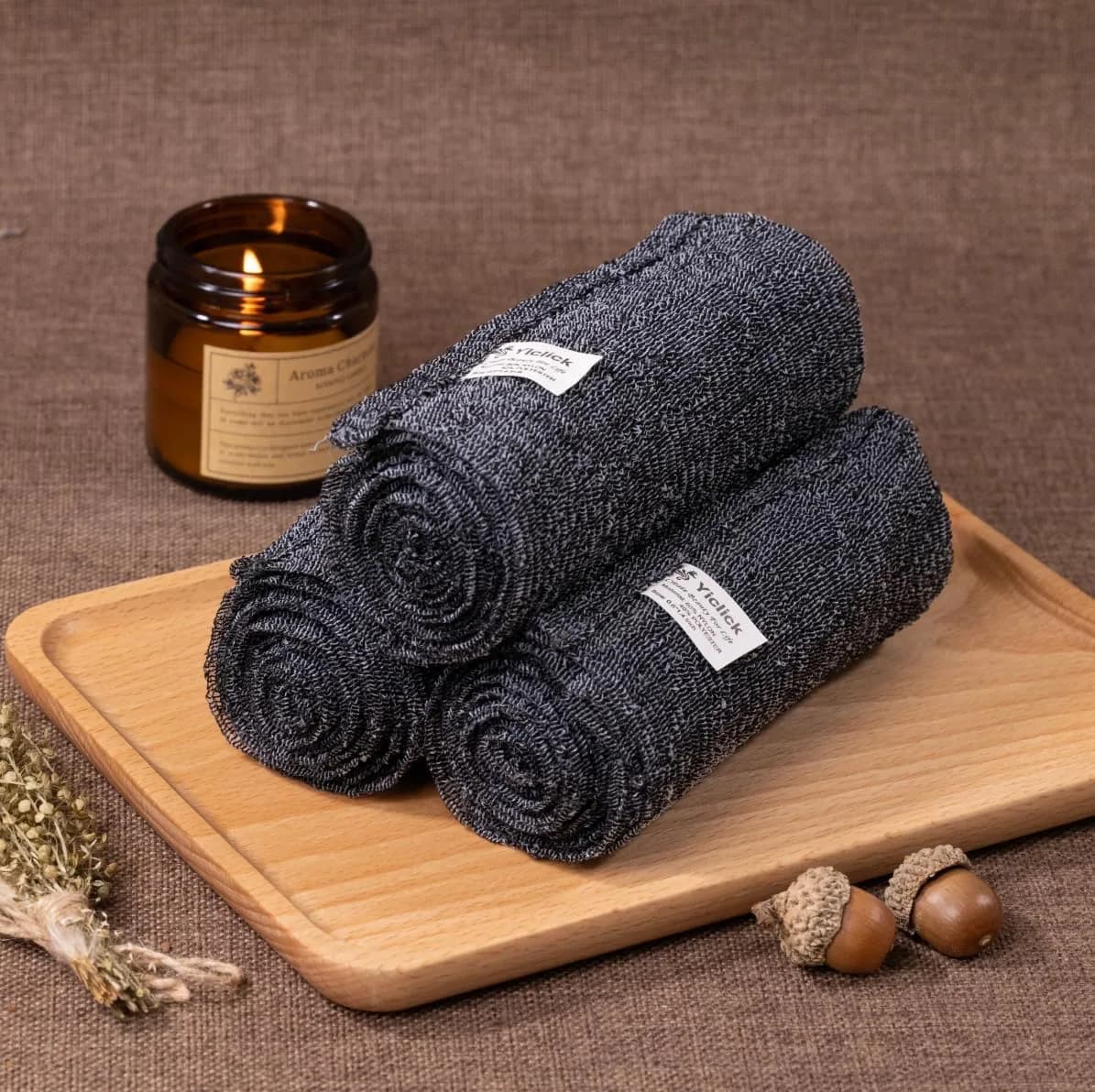 Yiclick Exfoliating Washcloth Towel Set 3 pcs Grey | Japanese Back Scrubber for Deep Exfoliation - view 8