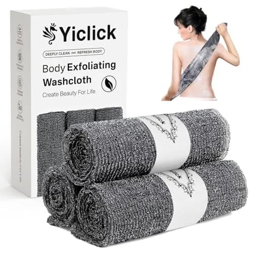 Yiclick Exfoliating Washcloth Towel 3-Pack | Gentle yet Effective Body Exfoliation for Smooth Skin — Grey