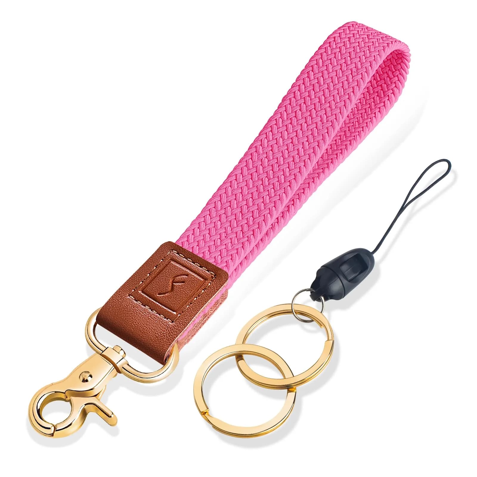 Fishent Body Strap Wristlet Keychain Pink | Braided Elastic Key Holder for Women Men