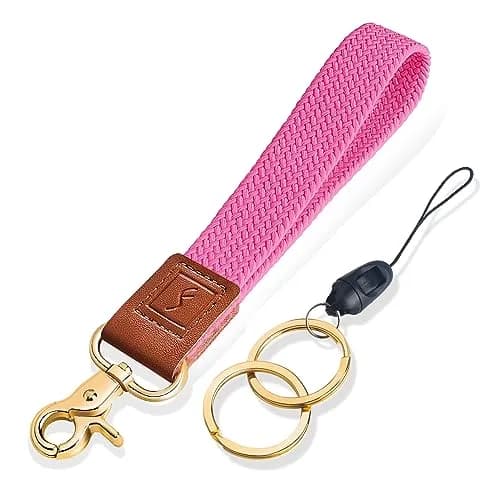 Fishent Body Strap Wristlet Keychain Pink | Braided Elastic Key Holder for Women Men thumbnail 1
