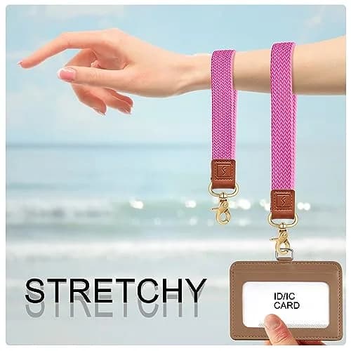 Fishent Body Strap Wristlet Keychain Pink | Braided Elastic Key Holder for Women Men thumbnail 3