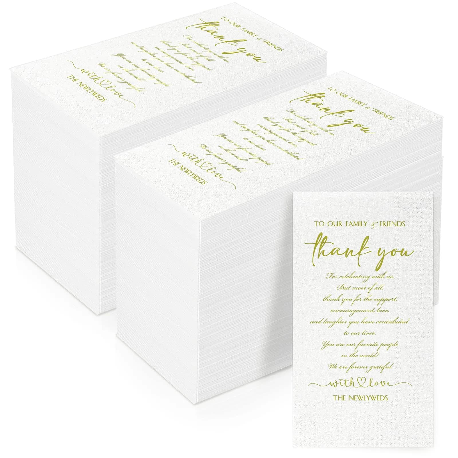 Fumete Disposable Thank You Wedding Napkins 3 Ply | Elegant White 13 x 15.8 inches (100 words)