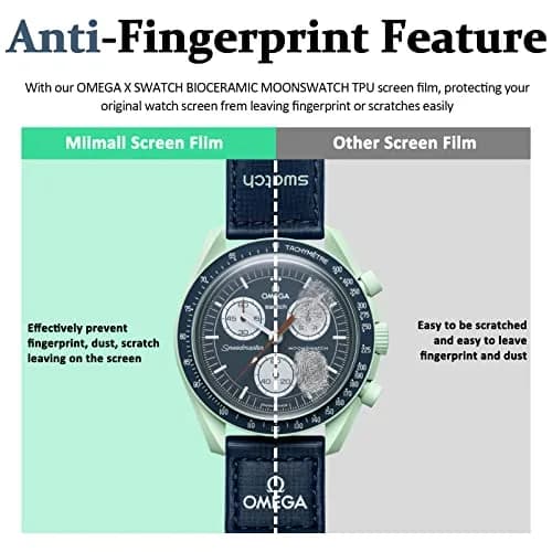 Miimall Clear 6 Pack Screen Protectors for OMEGA X SWATCH BIOCERAMIC MOONSWATCH 42mm | Bubble-Free TPU Films thumbnail 3