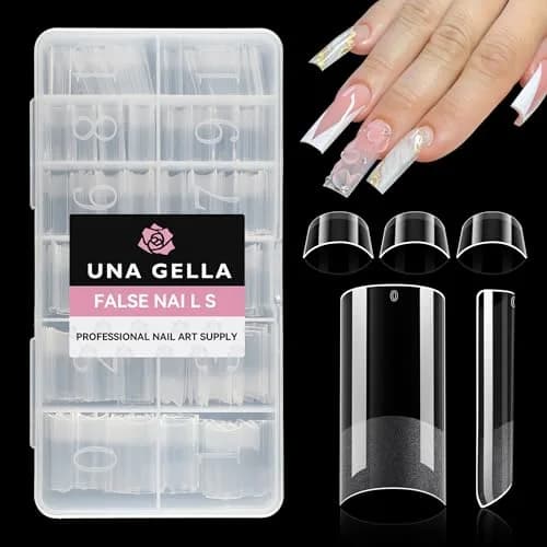UNA GELLA No C Curve Medium Square Nail Tips 504Pcs | Half Cover Gel Tips for Nail Extension thumbnail 1