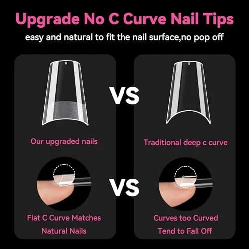 UNA GELLA No C Curve Medium Square Nail Tips 504Pcs | Half Cover Gel Tips for Nail Extension thumbnail 4