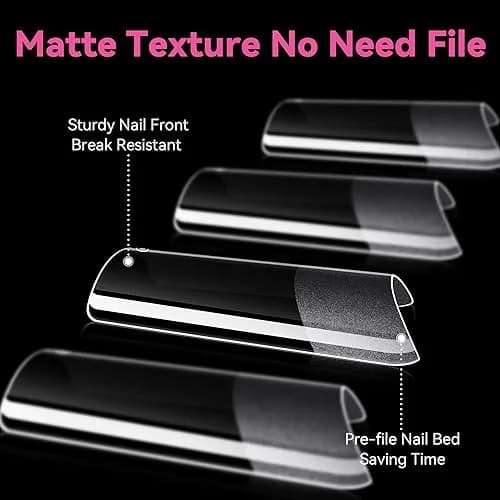 UNA GELLA No C Curve Medium Square Nail Tips 504Pcs | Half Cover Gel Tips for Nail Extension thumbnail 5