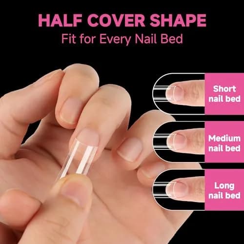 UNA GELLA No C Curve Medium Square Nail Tips 504Pcs | Half Cover Gel Tips for Nail Extension thumbnail 7
