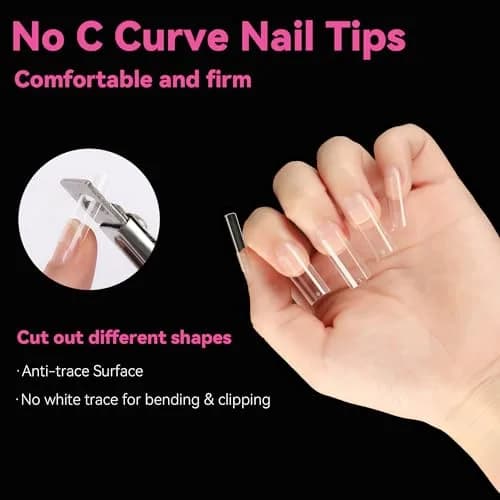 UNA GELLA No C Curve Medium Square Nail Tips 504Pcs | Half Cover Gel Tips for Nail Extension thumbnail 8