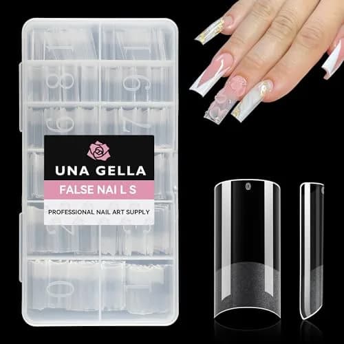 UNA GELLA No C Curve Medium Square Nail Tips 504Pcs | Half Cover Gel Tips for Nail Extension thumbnail 9