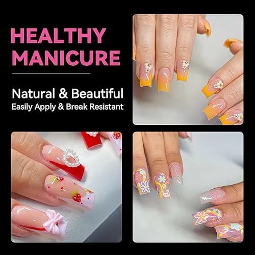 UNA GELLA No C Curve Medium Square Nail Tips 504Pcs | Half Cover Gel Tips for Nail Extension thumbnail 2