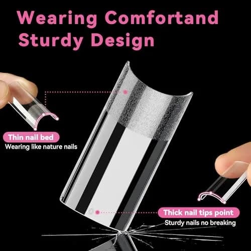 UNA GELLA No C Curve Medium Square Nail Tips 504Pcs | Half Cover Gel Tips for Nail Extension thumbnail 3