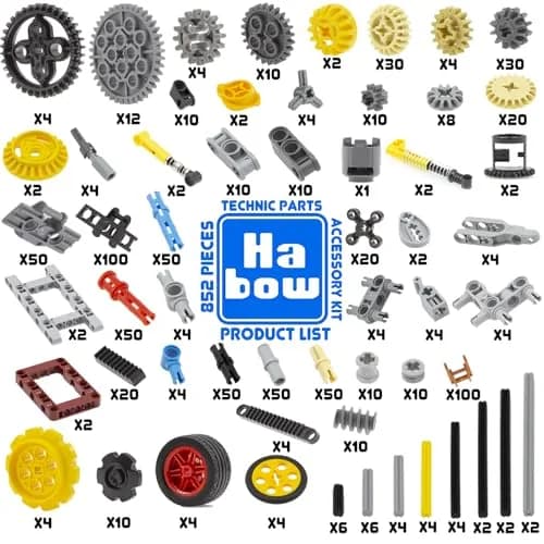 Habow 852pcs Technic Parts Kit with 57 Types of Gears, Axles, Pins & Connectors | STEM Building Toy for MOCs & Classrooms thumbnail 5