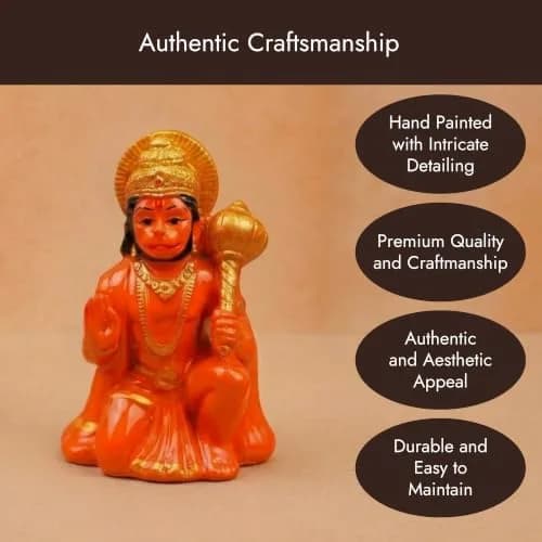 Servdharm Hanuman Idol for Car Dashboard Resin 3.1" | Hanuman Statue for Home Decor, Office Desk, Puja and Gifting thumbnail 4