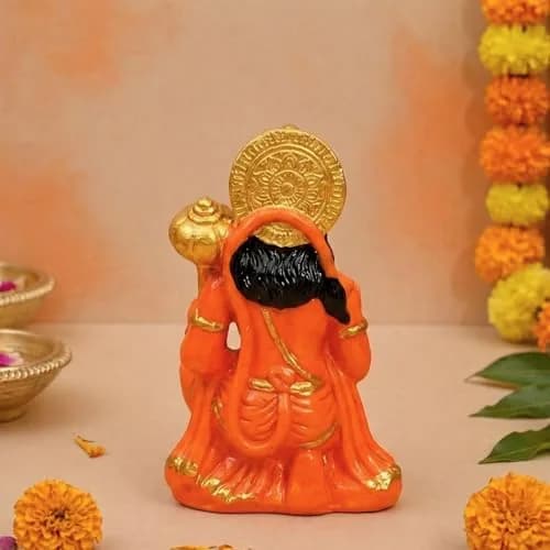 Servdharm Hanuman Idol for Car Dashboard Resin 3.1" | Hanuman Statue for Home Decor, Office Desk, Puja and Gifting thumbnail 3