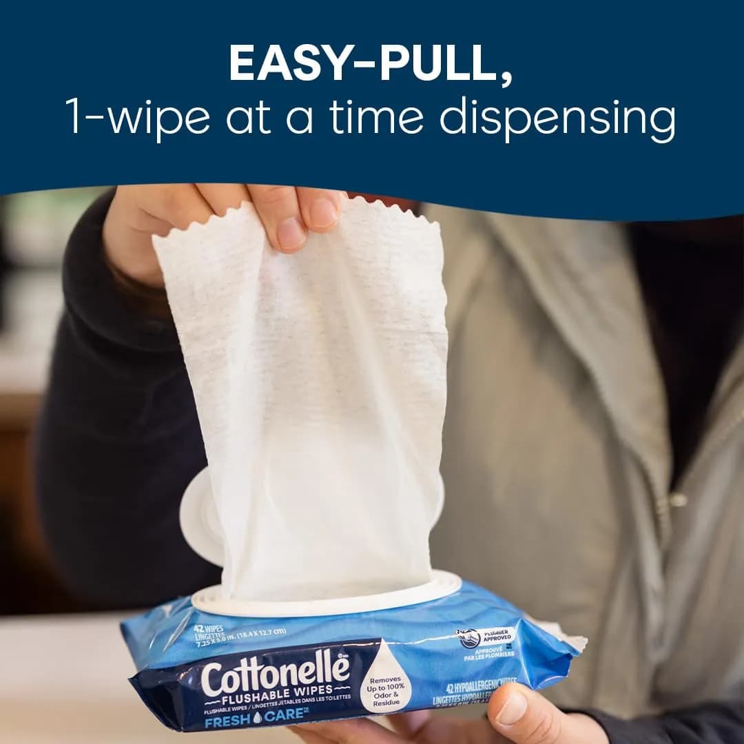 Cottonelle XL Flushable Wet Wipes, 360 Count (8 Packs, 45 Wipes per Pack) | Septic-Safe & Gentle for Complete Clean - view 6