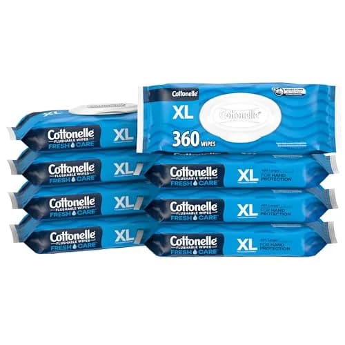 Cottonelle XL Flushable Wet Wipes, 360 Count (8 Packs, 45 Wipes per Pack) | Septic-Safe & Gentle for Complete Clean thumbnail 1