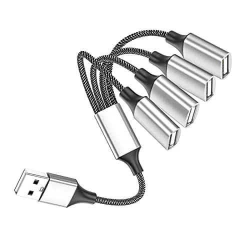 Fidioto 4USB Extension Cable, USB 1 Male to 4 Female, Data & Charging, Aluminum Shell, 10in (25cm) thumbnail 1