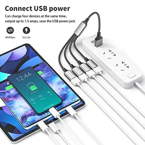 Fidioto 4USB Extension Cable, USB 1 Male to 4 Female, Data & Charging, Aluminum Shell, 10in (25cm) thumbnail 3