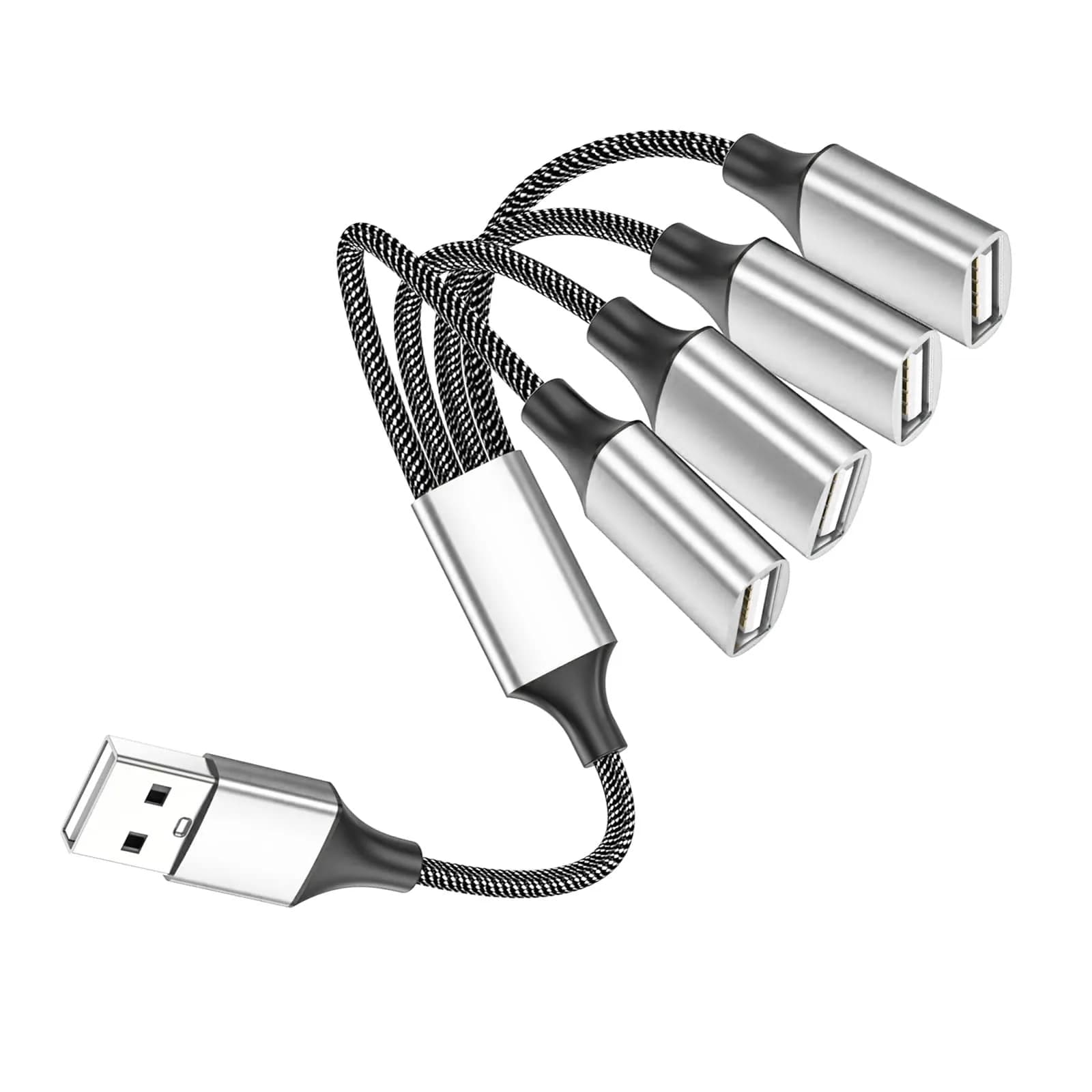 Fidioto 1-to-4 USB-A Splitter Cable, 10-inch, 1 Male to 4 Female Ports for Data & Charging - main product image