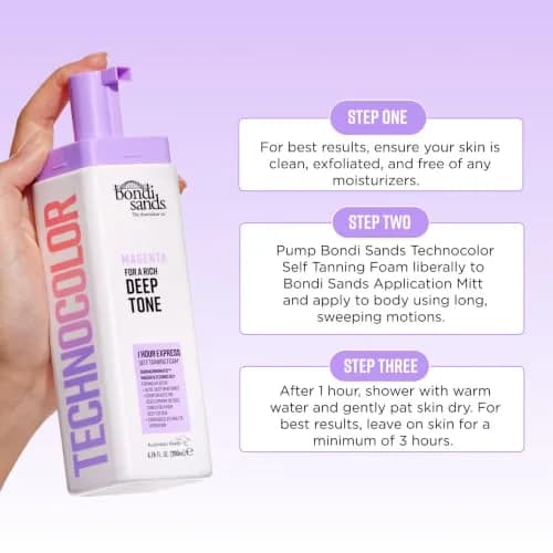 Bondi Sands Technocolor 1 Hour Express Tanning Foam, Magenta | Deep, Rich Tan for Olive & Deep Skin Tones thumbnail 7