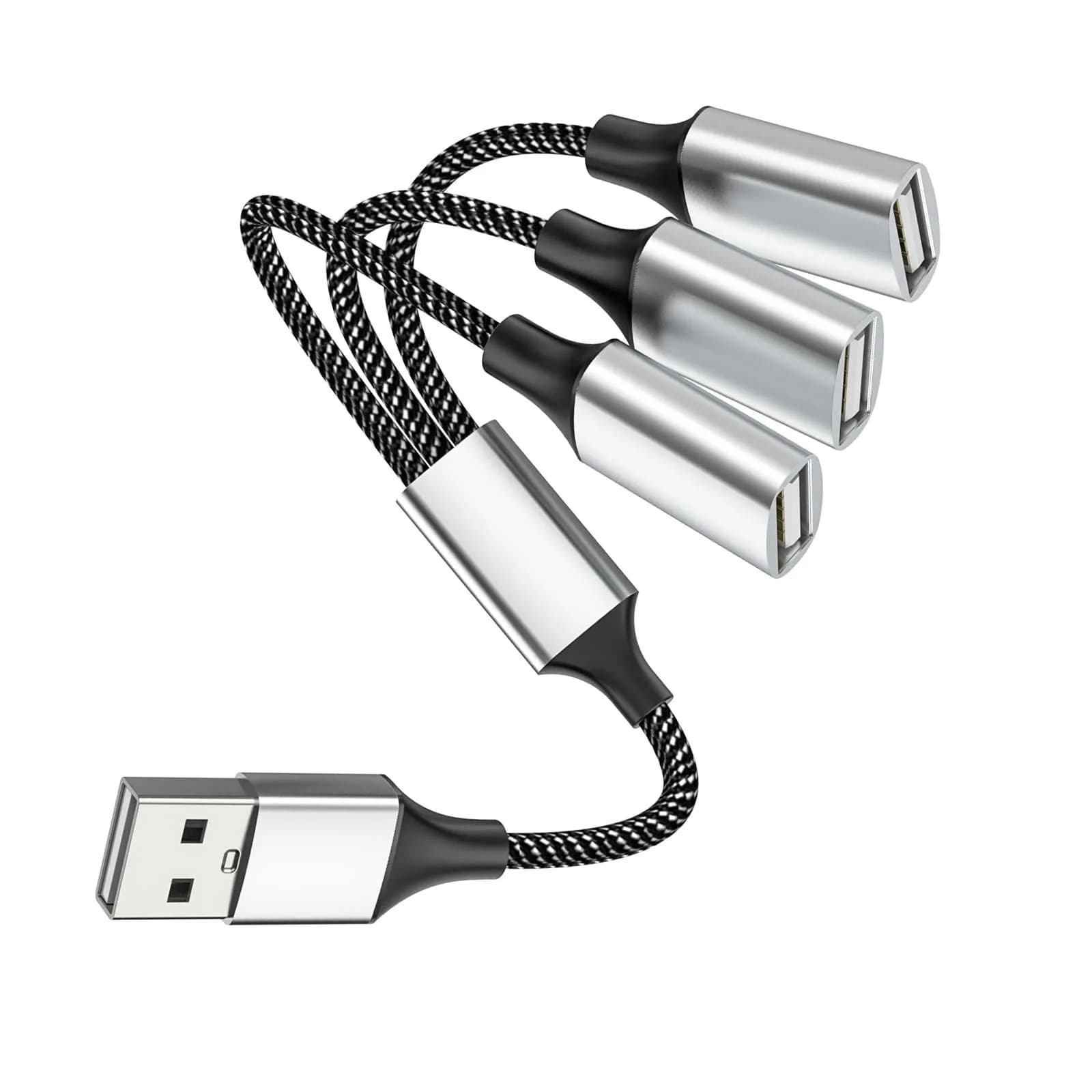 Fidioto USB Y Splitter Cable: 1 Male to 3 Female, 10-inch Extension for Data & Charging - main product image