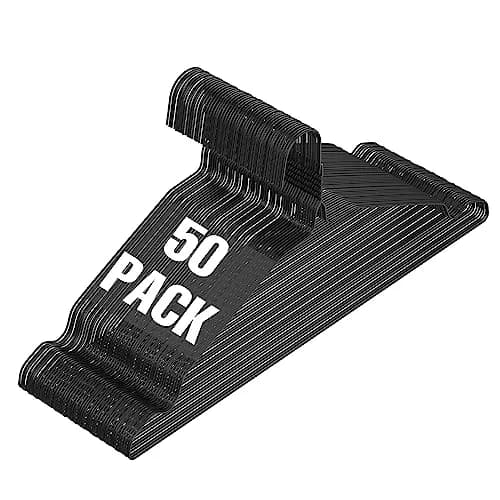 SPECILITE Metal Wire Clothes Hangers Bulk 50 Pack with Grooves, Black | Space Saving & Anti-slip thumbnail 1