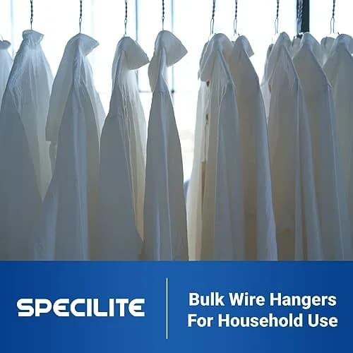 SPECILITE Metal Wire Clothes Hangers Bulk 50 Pack with Grooves, Black | Space Saving & Anti-slip thumbnail 7