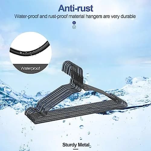 SPECILITE Metal Wire Clothes Hangers Bulk 50 Pack with Grooves, Black | Space Saving & Anti-slip thumbnail 3