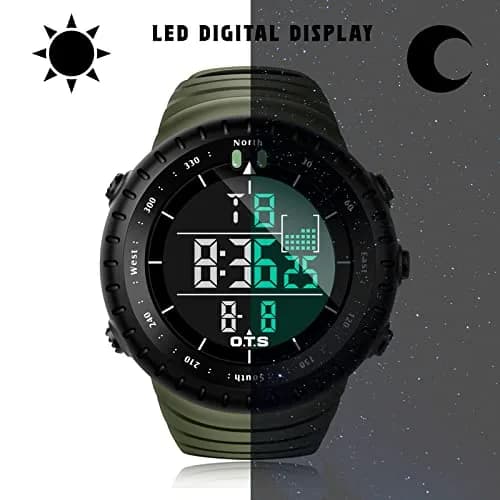 PALADA Digital Sports Watch Waterproof Tactical Watch 50mm Case, Green thumbnail 3