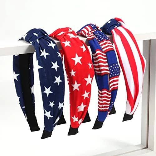 Ardorchid USA Flag Headbands 4 Pack | Patriotic Red White Blue Hair Accessories thumbnail 5