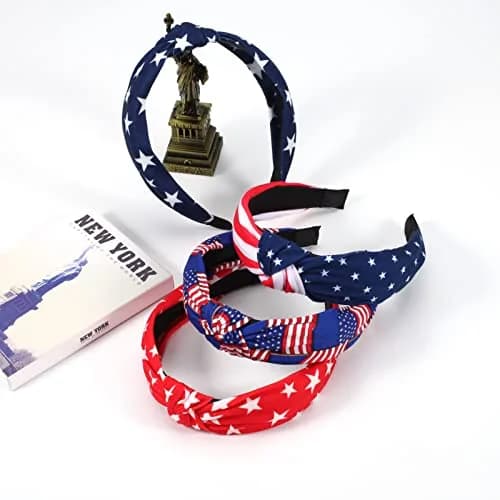 Ardorchid USA Flag Headbands 4 Pack | Patriotic Red White Blue Hair Accessories thumbnail 6