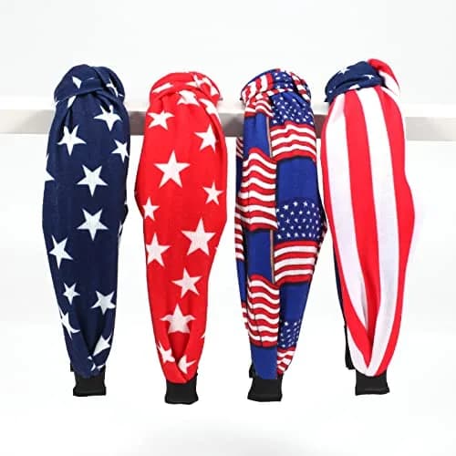 Ardorchid USA Flag Headbands 4 Pack | Patriotic Red White Blue Hair Accessories thumbnail 8