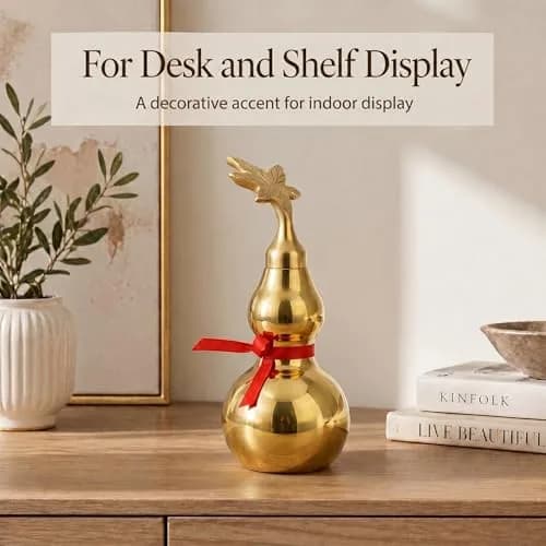 I-MART Brass Wu Lou Feng Shui Gourd Figurine 25.4 cm (10 Inch) | Traditional Chinese Decor thumbnail 3