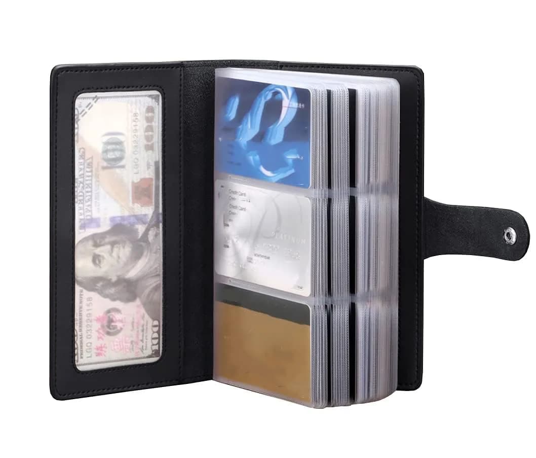 JERLA RFID Credit Card Holder Book - Leather Black, 96 Card Slots - main product image