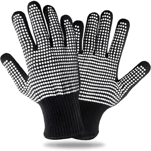 Teenitor White Heat Resistant Gloves with Silicone Bumps, 2 Pcs (22cm / 8.66 inch) | Protects Up to 482°F thumbnail 1