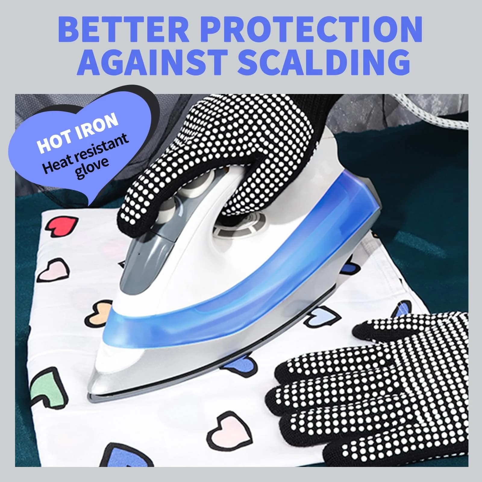 Teenitor White Heat Resistant Gloves with Silicone Bumps, 2 Pcs (22cm / 8.66 inch) | Protects Up to 482°F - view 5