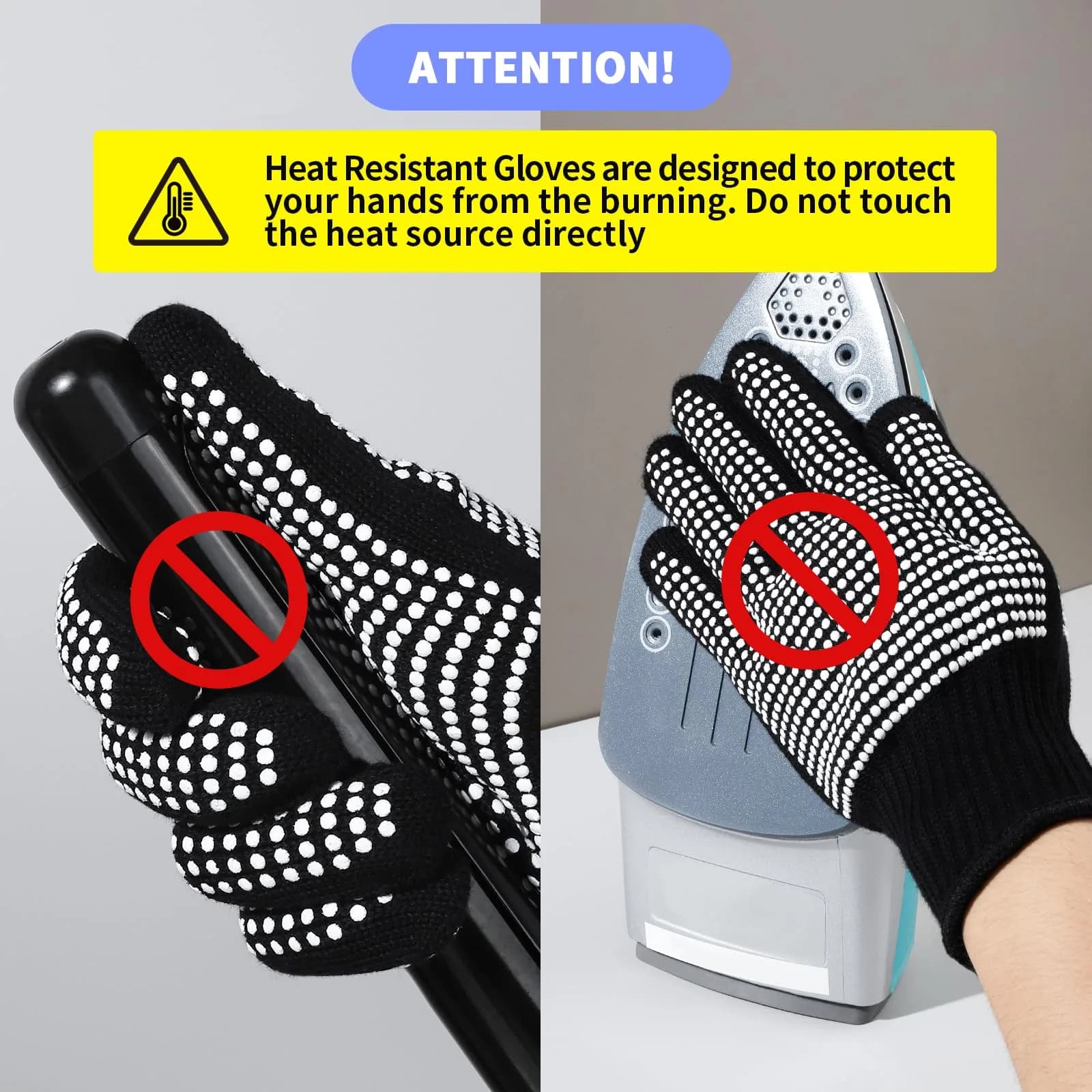 Teenitor White Heat Resistant Gloves with Silicone Bumps, 2 Pcs (22cm / 8.66 inch) | Protects Up to 482°F - view 6