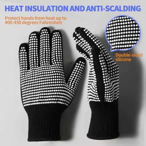 Teenitor White Heat Resistant Gloves with Silicone Bumps, 2 Pcs (22cm / 8.66 inch) | Protects Up to 482°F thumbnail 2