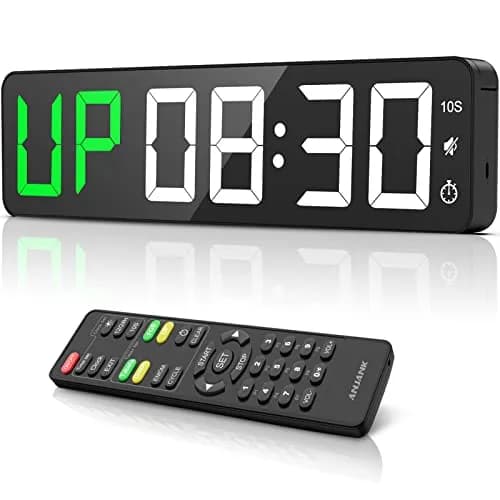 ANJANK Gym Timer 15" Large LED Display Wall Clock | Interval Workout Countdown & Stopwatch thumbnail 1
