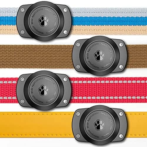 CITYWAY IPX8 Waterproof Dog Collar Holder for Airtag, Metal Back Plate - 4 Pack Black | Secure Pet Tracker Mount thumbnail 1