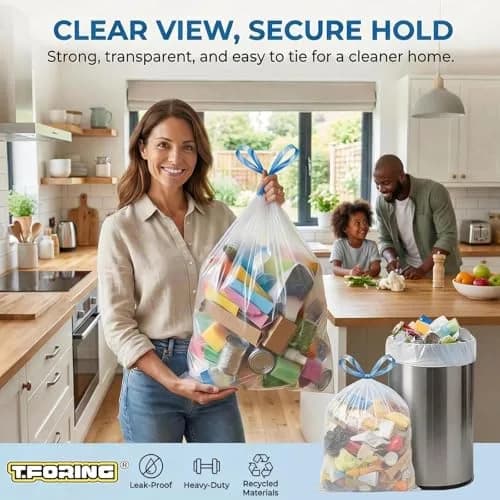 T.FORING 8 Gallon Drawstring Trash Bags, 100 Count (1.2 Mil Thick) | Unscented, Leak-Proof, USA Import thumbnail 7